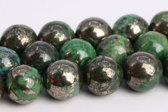 8mm Grass Green Pyrite Beads Grade Aaa Gemstone  Round Loose Beads 15.5" / 7.5" Bulk Lot Options (104599 )