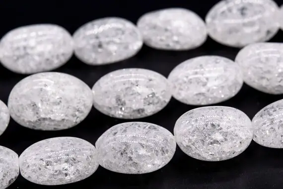 21x15mm White Crystal Quartz Crack Pattern Beads Nugget Grade Aaa Genuine Natural Gemstone Full Strand Loose Beads 15" (116605-2382)