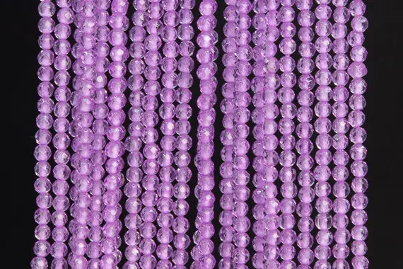 Crystal Quartz Gemstone Beads 2mm Purple Faceted Round Aaa Quality Loose Beads (110602)