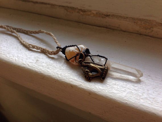 Quartz Point Necklace - Gothic Chic Jewelry - Halloween Necklace - Gothic Jewelry - Witch Necklace - Gargoyle Necklace - Gargoyle Jewelry