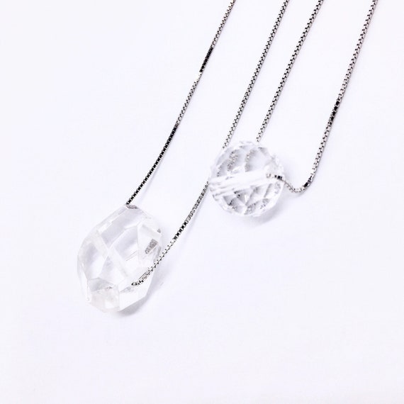 Rock Crystal Silver Necklace, Clear Quartz Necklace, Minimalist Jewelry, Layering Necklace, Girlfriend Gifts, Unique Valentines Day Gift