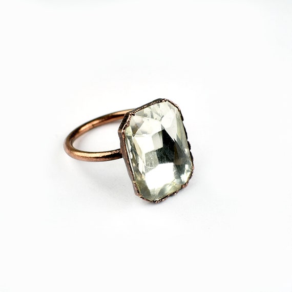 Beautiful Crystal Quartz Gemstone Ring  Rectangle Ring  Boho Ring  Rings For Women  Anniversary Ring  Wedding Ring  Handmade Jewelry