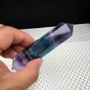 Natural Rainbow Fluorite Double Terminated Crystal Points,stunning Rare Hand Made Blue/purple Fluorite Vogel Wand/reiki Heal Meditation Gift