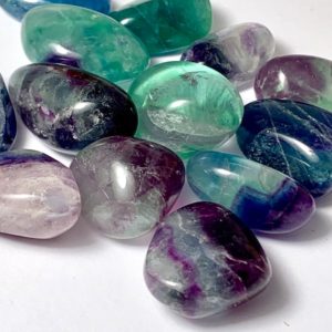 Shop Tumbled Crystals & Pocket Stones! Rainbow Fluorite Tumbled Stones | Natural genuine stones & crystals in various shapes & sizes. Buy raw cut, tumbled, or polished gemstones for making jewelry or crystal healing energy vibration raising reiki stones. #crystals #gemstones #crystalhealing #crystalsandgemstones #energyhealing #affiliate #ad