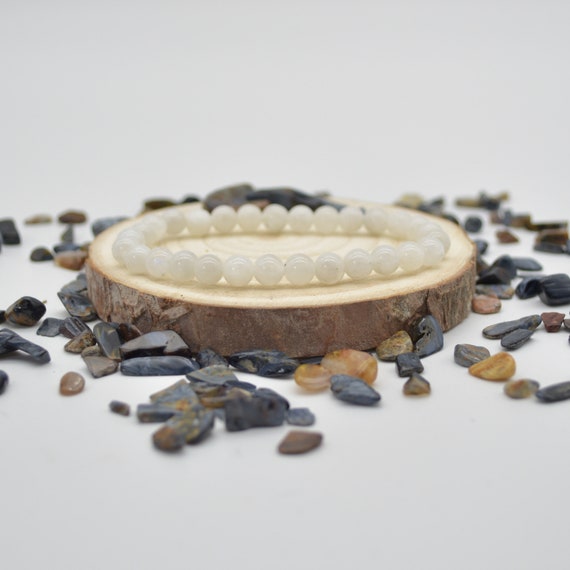 Natural Rainbow Moonstone Semi-precious Gemstone Round Beads Sample Strand / Bracelet - 6mm Or 8mm Sizes, 7.5"