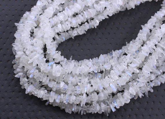 16" Natural Rainbow Moonstone Black Spots Chips Bead,uncut Beads,moonstone Beads,4-6 Mm,jewelry Making,polished Smooth Beads,wholesale Price