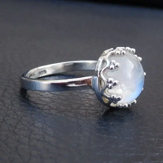 Moonstone Ring, Natural Rainbow Moonstone Ring, 925 Sterling Silver Natural Moonstone Ring, Gorgeous Moonstone Ring, Customize Ring-u269