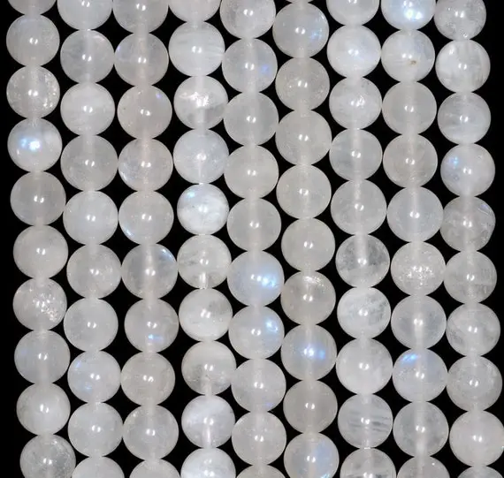 6mm Aura Rainbow Moonstone Gemstone Grade A White Round 6mm Loose Beads 16 Inch Full Strand (90147829-142)