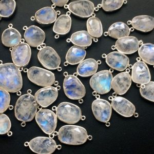 Shop Rainbow Moonstone Shapes! 15-20mm Rainbow Moonstone Free Form Connectors, 5 Pcs Rainbow Moonstone 925 Silver Double Loop Connectors, Moonstone Bezel Findings – KS3185 | Natural genuine stones & crystals in various shapes & sizes. Buy raw cut, tumbled, or polished gemstones for making jewelry or crystal healing energy vibration raising reiki stones. #crystals #gemstones #crystalhealing #crystalsandgemstones #energyhealing #affiliate #ad