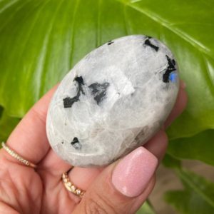Shop Rainbow Moonstone Shapes! Rainbow Moonstone palm stone, with blue flash | Natural genuine stones & crystals in various shapes & sizes. Buy raw cut, tumbled, or polished gemstones for making jewelry or crystal healing energy vibration raising reiki stones. #crystals #gemstones #crystalhealing #crystalsandgemstones #energyhealing #affiliate #ad