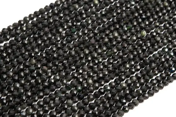 3mm Rainbow Obsidian Beads Grade Aaa Genuine Natural Gemstone Full Strand Faceted Round Loose Beads 15.5" Bulk Lot Options (107172-2304)