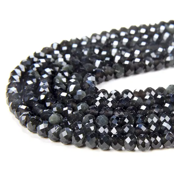 4x3mm Natural Rainbow Obsidian Gemstone Grade A Micro Faceted Rondelle Loose Beads (p36)