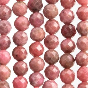 Shop Rhodochrosite Faceted Beads! Genuine Natural Argentina Rhodochrosite Gemstone Beads 4-5MM Pink Faceted Round A Quality Loose Beads (107716) | Natural genuine faceted Rhodochrosite beads for beading and jewelry making.  #jewelry #beads #beadedjewelry #diyjewelry #jewelrymaking #beadstore #beading #affiliate #ad