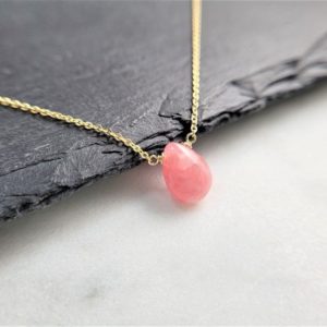 Shop Rhodochrosite Jewelry! Dainty Rhodochrosite Necklace, Necklaces for Women / Handmade Jewelry /Rhodochrosite Pendant, Delicate Layering, Simple Gold Necklace Silver | Natural genuine Rhodochrosite jewelry. Buy crystal jewelry, handmade handcrafted artisan jewelry for women.  Unique handmade gift ideas. #jewelry #beadedjewelry #beadedjewelry #gift #shopping #handmadejewelry #fashion #style #product #jewelry #affiliate #ad