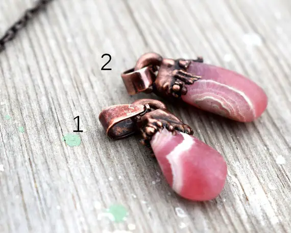 Natural Rouge Rhodochrosite Stone Necklace  Gemstone Pendant  Dainty Necklace  Necklace Pendant  Delicate Pendant  Tiny Pendant