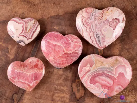 Rhodochrosite Crystal Heart - Aa Grade Pattered - Self Care, Mom Gift, Home Decor, Healing Crystals And Stones, E1945