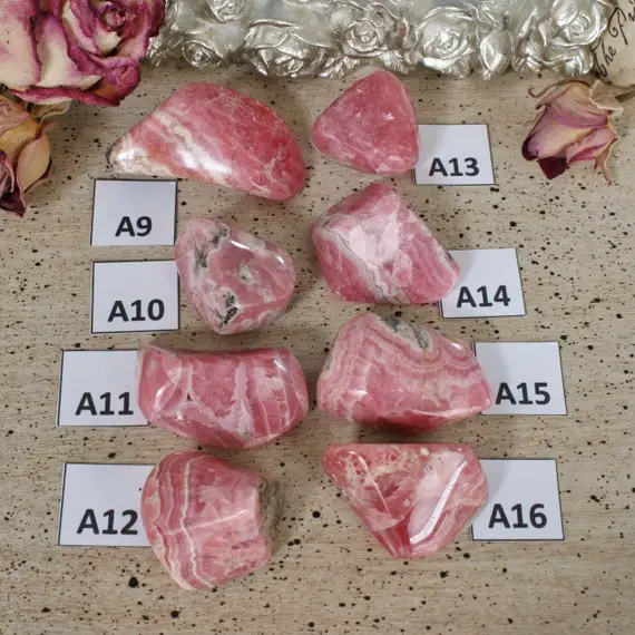 Rhodochrosite Polished Free Forms, Hand Polished Rhodochrosite From Argentina, Stones For The Heart Chakra
