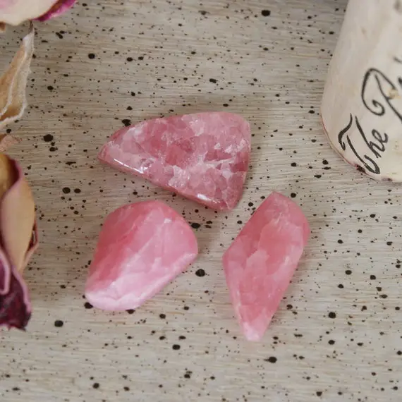 Rhodochrosite Tumbled Stones, Set Of 3 From Argentina. Heart Chakra Stones, T1