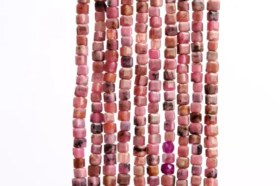 163 Pcs - 2x2mm Pink Rhodonite Beads Grade Aaa Genuine Natural Beveled Edge Faceted Cube Gemstone Loose Beads (117043)