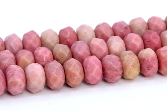 8x5mm Haitian Flower Rhodonite Beads Aaa Genuine Natural Gemstone Faceted Rondelle Beads 15" / 7.5" Bulk Lot Options (106975)