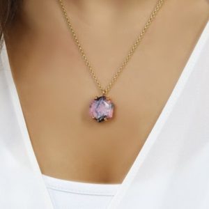 Shop Rhodonite Necklaces! 18k Gold Filled Rhodonite Necklace · Genuine Gemstone Necklace · Hexagon Cut Necklace · Gift For Wife · Anniversary Gift Jewelry | Natural genuine Rhodonite necklaces. Buy crystal jewelry, handmade handcrafted artisan jewelry for women.  Unique handmade gift ideas. #jewelry #beadednecklaces #beadedjewelry #gift #shopping #handmadejewelry #fashion #style #product #necklaces #affiliate #ad