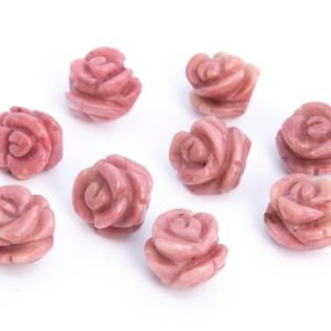 Shop Rhodonite Beads! 5 Beads Haitian Flower Rhodonite Handcrafted Beads Rose Carved Genuine Natural Flower  Gemstone 8MM 10MM 12MM 14MM Bulk Lot Options | Natural genuine beads Rhodonite beads for beading and jewelry making.  #jewelry #beads #beadedjewelry #diyjewelry #jewelrymaking #beadstore #beading #affiliate #ad