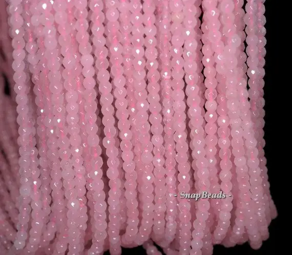 2mm Rose Quartz Gemstone Micro Faceted Round 2mm Loose Beads 15.5 Inch Full Strand (90181585-107-2g)