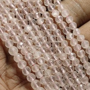 Shop Rose Quartz Faceted Beads! Natural Pink Rose Quartz Faceted Round Shape Gemstone Beads,Rose Quartz Round Ball Beads Strand,Rose Quartz Beads For Jewelry Making Designs | Natural genuine faceted Rose Quartz beads for beading and jewelry making.  #jewelry #beads #beadedjewelry #diyjewelry #jewelrymaking #beadstore #beading #affiliate #ad