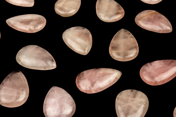 Clearance Sale - Unique Rose Quartz Drops,pink Quartz Beads,gemstone Beads,side Drilled Drops,flat Drops 10x30mm,teardrop Beads,rose Beads