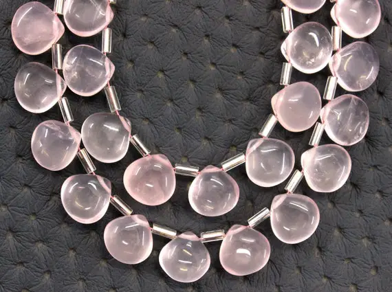 Super Quality 1 Strand Natural Rose Quartz Smooth Heart Shape Beads, Smooth Heart  Briolette Beads, Size 9-10 Mm Rose Quartz Gemstone