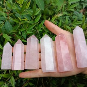 Shop Rose Quartz Points & Wands! Rose Quartz Point Tower in 6 Sizes | Natural genuine stones & crystals in various shapes & sizes. Buy raw cut, tumbled, or polished gemstones for making jewelry or crystal healing energy vibration raising reiki stones. #crystals #gemstones #crystalhealing #crystalsandgemstones #energyhealing #affiliate #ad