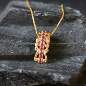 Shop Ruby Pendants! Gold Ruby Pendant, Antique Pendant, Natural Ruby, Vertical Necklace, July Birthstone, Vintage Pendant, Tiara Pendant, Crown Pendant, Vermeil | Natural genuine Ruby pendants. Buy crystal jewelry, handmade handcrafted artisan jewelry for women.  Unique handmade gift ideas. #jewelry #beadedpendants #beadedjewelry #gift #shopping #handmadejewelry #fashion #style #product #pendants #affiliate #ad