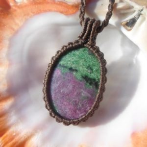 Shop Ruby Zoisite Pendants! Ruby Zoisite Necklace, Macrame Stone Pendant, Ruby in Zoisite Pendant, Healing Crystal Necklace, Natural Gemstone | Natural genuine Ruby Zoisite pendants. Buy crystal jewelry, handmade handcrafted artisan jewelry for women.  Unique handmade gift ideas. #jewelry #beadedpendants #beadedjewelry #gift #shopping #handmadejewelry #fashion #style #product #pendants #affiliate #ad