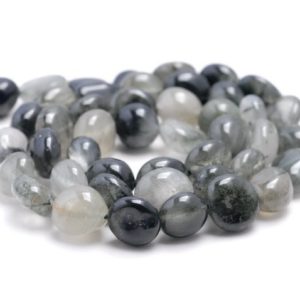 Shop Rutilated Quartz Chip & Nugget Beads! 8-9MM Green Rutilated Quartz Gemstone Pebble Nugget Granule Loose Beads 7.5 inch Half Strand (80001976 H-A35) | Natural genuine chip Rutilated Quartz beads for beading and jewelry making.  #jewelry #beads #beadedjewelry #diyjewelry #jewelrymaking #beadstore #beading #affiliate #ad