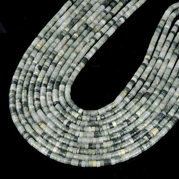 4x2mm Natural Green Rutilated Quartz Gemstone Heishi Discs Beads Loose Beads Bulk Lot 1,2,6,12 And 50 (p16)