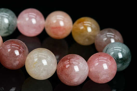 11mm Multicolor Rutilated Quartz Beads Grade A Genuine Natural Gemstone Half Strand Round Loose Beads 7" Bulk Lot Options (110983h-3270)