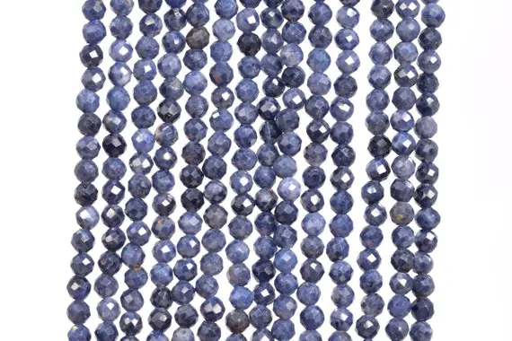 Genuine Natural Sapphire Gemstone Beads 2.5x2mm Blue Faceted Rondelle A Quality Loose Beads (102725)