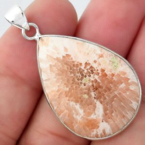 Shop Scolecite Jewelry! Sale, Beautiful Orange Scolecite  Necklace, 925 Silver with Cord, Positive Energy | Natural genuine Scolecite jewelry. Buy crystal jewelry, handmade handcrafted artisan jewelry for women.  Unique handmade gift ideas. #jewelry #beadedjewelry #beadedjewelry #gift #shopping #handmadejewelry #fashion #style #product #jewelry #affiliate #ad