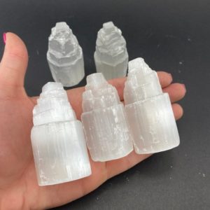 Shop Selenite Points & Wands! 6cm Selenite Tower, Rough Selenite Tower, Small Selenite Tower | Natural genuine stones & crystals in various shapes & sizes. Buy raw cut, tumbled, or polished gemstones for making jewelry or crystal healing energy vibration raising reiki stones. #crystals #gemstones #crystalhealing #crystalsandgemstones #energyhealing #affiliate #ad
