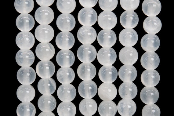 Genuine Natural Selenite Gemstone Beads 8mm White Round Aa Quality Loose Beads (111021)