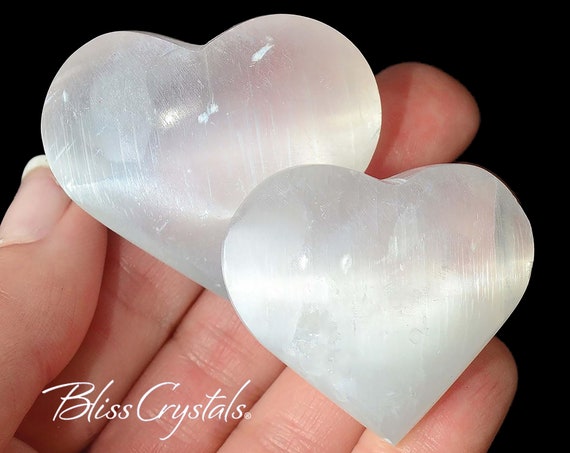 1 Selenite Heart Polished Stone Crystal #sl32