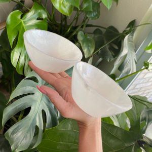 Shop Selenite Shapes! One Selenite bowl, selenite dish, 4.5” | Natural genuine stones & crystals in various shapes & sizes. Buy raw cut, tumbled, or polished gemstones for making jewelry or crystal healing energy vibration raising reiki stones. #crystals #gemstones #crystalhealing #crystalsandgemstones #energyhealing #affiliate #ad