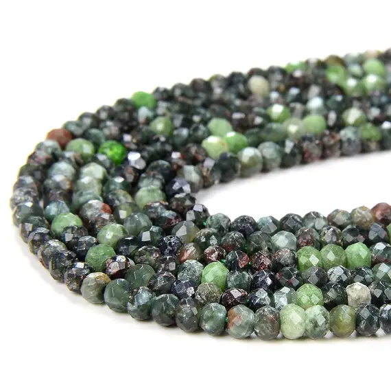 3x2mm Natural Russian Seraphinite Gemstone Micro Faceted Rondelle Loose Beads (p35)