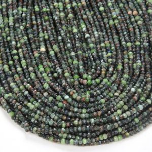 Shop Seraphinite Beads! 3X2MM Natural Russian Seraphinite Gemstone Micro Faceted Rondelle Loose Beads BULK LOT 1,2,6,12 and 50 (P35) | Natural genuine faceted Seraphinite beads for beading and jewelry making.  #jewelry #beads #beadedjewelry #diyjewelry #jewelrymaking #beadstore #beading #affiliate #ad
