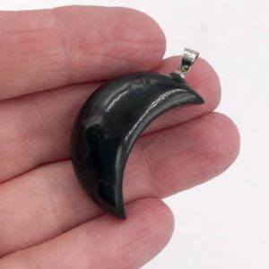 Shop Shungite Pendants! Shungite Crescent Moon Pendant – A Stone for Purification and Grounding | Natural genuine Shungite pendants. Buy crystal jewelry, handmade handcrafted artisan jewelry for women.  Unique handmade gift ideas. #jewelry #beadedpendants #beadedjewelry #gift #shopping #handmadejewelry #fashion #style #product #pendants #affiliate #ad