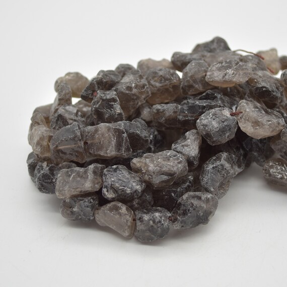Raw Natural Smoky Quartz Semi-precious Gemstone Chunky Nugget Beads - 13mm - 15mm X 11mm - 14mm - 15" Strand