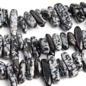 Shop Snowflake Obsidian Chip & Nugget Beads! 12-24×3-5MM Snowflake Obsidian Beads Stick Pebble Chip Grade AAA Genuine Natural Gemstone Loose Beads 15.5" / 7.5” Bulk Lot Options (111259) | Natural genuine chip Snowflake Obsidian beads for beading and jewelry making.  #jewelry #beads #beadedjewelry #diyjewelry #jewelrymaking #beadstore #beading #affiliate #ad