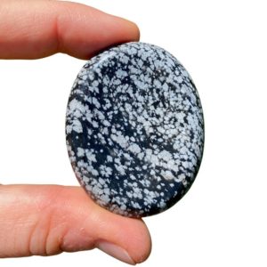 Snowflake Obsidian Worry Stone (~2") – Healing Snowflake Obsidian – Polished Snowflake Obsidian Palm Stone – Tumbled Black Obsidian Crystal | Natural genuine stones & crystals in various shapes & sizes. Buy raw cut, tumbled, or polished gemstones for making jewelry or crystal healing energy vibration raising reiki stones. #crystals #gemstones #crystalhealing #crystalsandgemstones #energyhealing #affiliate #ad
