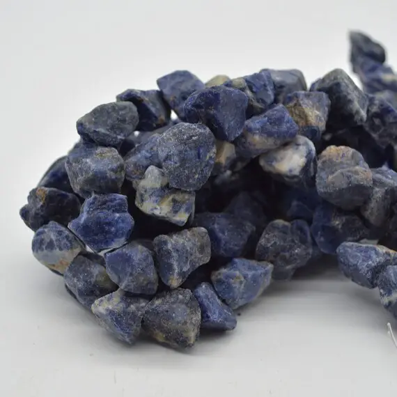 Raw Natural Sodalite Semi-precious Gemstone Chunky Nugget Beads - 13mm - 15mm X 11mm - 13mm - 15" Strand