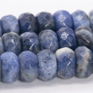Shop Sodalite Faceted Beads! 10x6MM Blue Sodalite Beads Grade AAA Genuine Natural Gemstone Faceted Rondelle Loose Beads 15" / 7.5" Bulk Lot Options (110538) | Natural genuine faceted Sodalite beads for beading and jewelry making.  #jewelry #beads #beadedjewelry #diyjewelry #jewelrymaking #beadstore #beading #affiliate #ad
